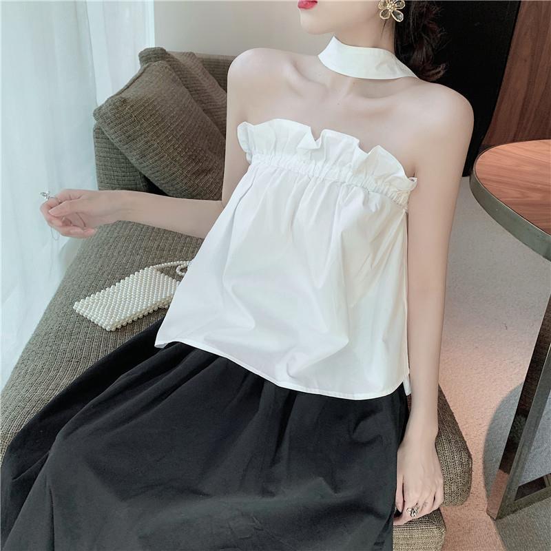 Sexy Halter Tube Top Sleeveless Vest Women's Summer Design Sense Loose Belly-covering