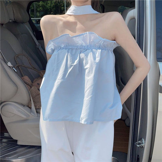 Sexy Halter Tube Top Sleeveless Vest Women's Summer Design Sense Loose Belly-covering